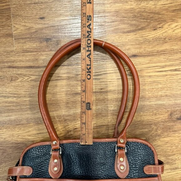 Vintage Brown and Black Leather Handbag Purse - Picture 8 of 11